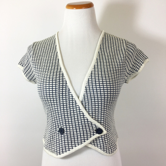 NWOT Anthropologie Moth navy and white cardigan - Picture 1 of 5